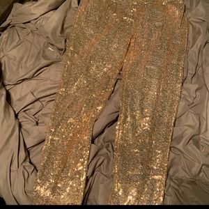 rose gold/gold sequin leggings